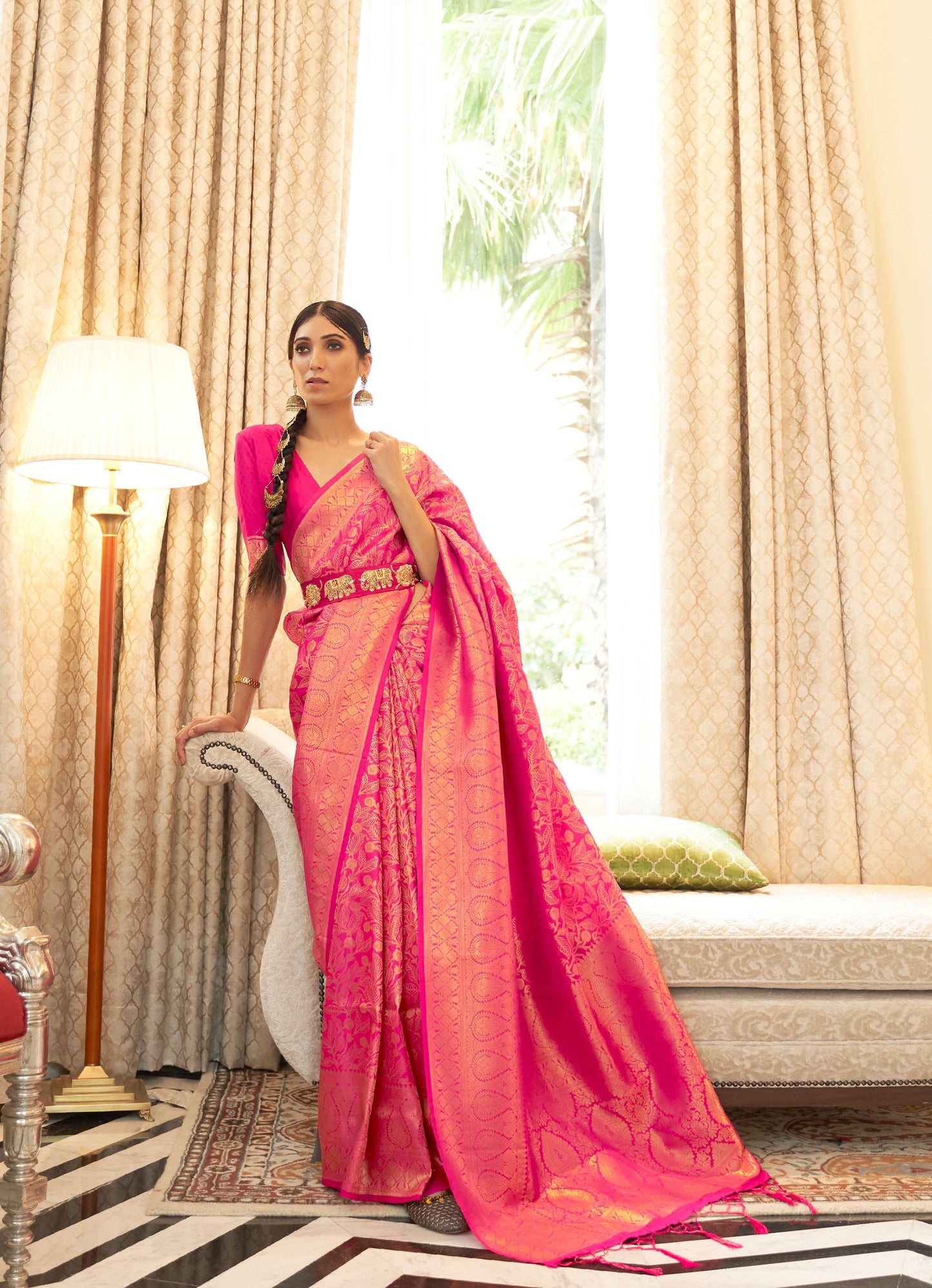 Pink Kaabha Silk Handloom Saree