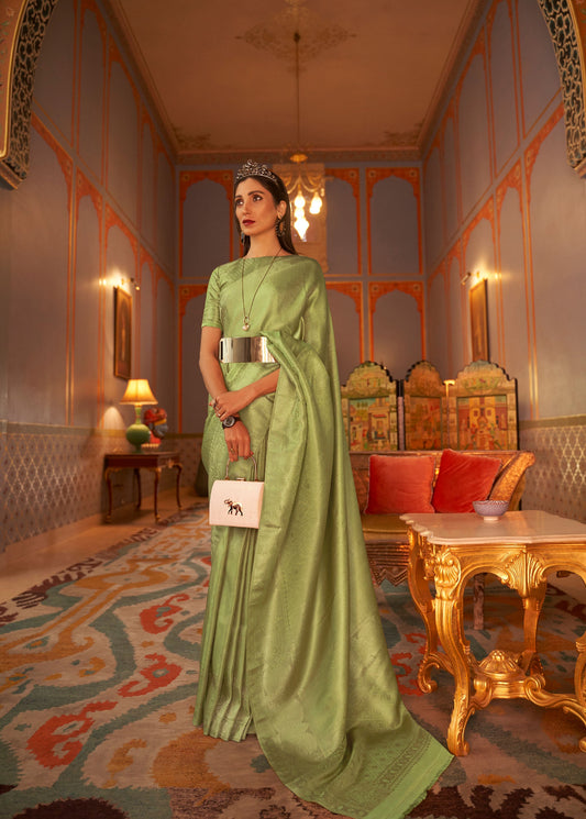 Green Kanupama Silk Nylon Satin Woven Saree