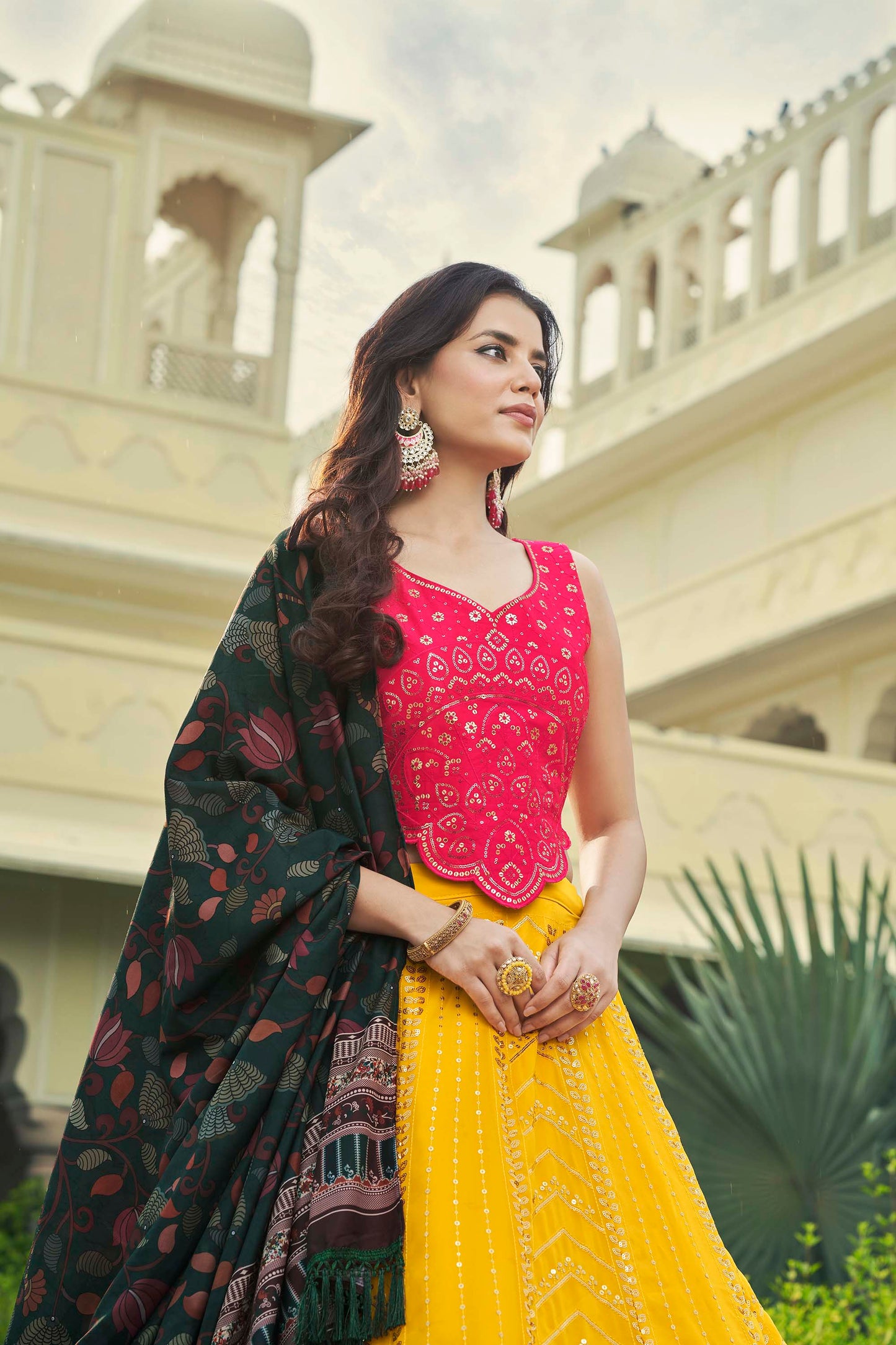 Yellow Color Haldi Georgette Lehenga