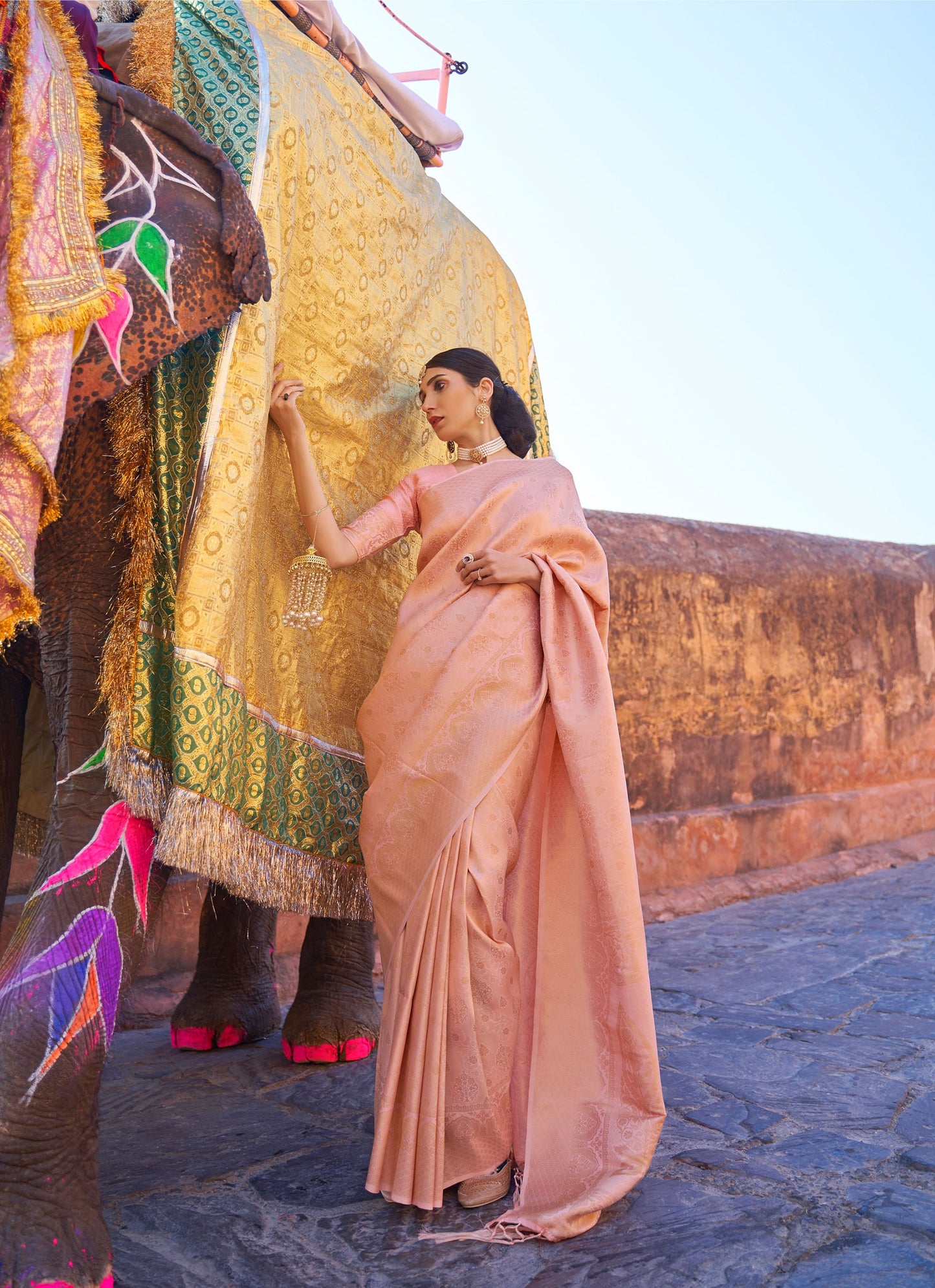 Peach Kumbhi Silk - Grande  Handloom Saree