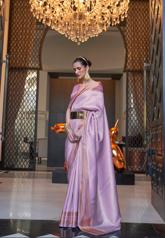 Lavender Khitaab Silk Handloom Saree