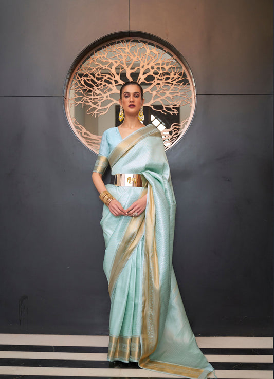 Blue Khitaab Silk Handloom Saree