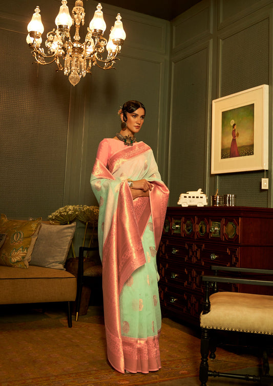 Green Keith Linen Zari woven Saree