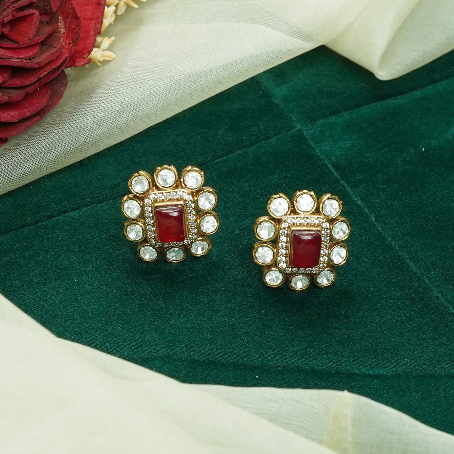 Pushback Kundan Earrings