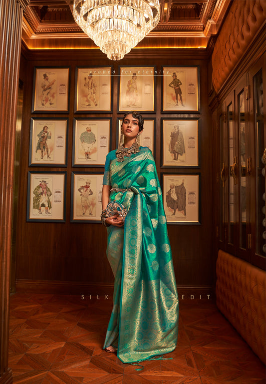 Green Kosmic Silk Handloom Saree