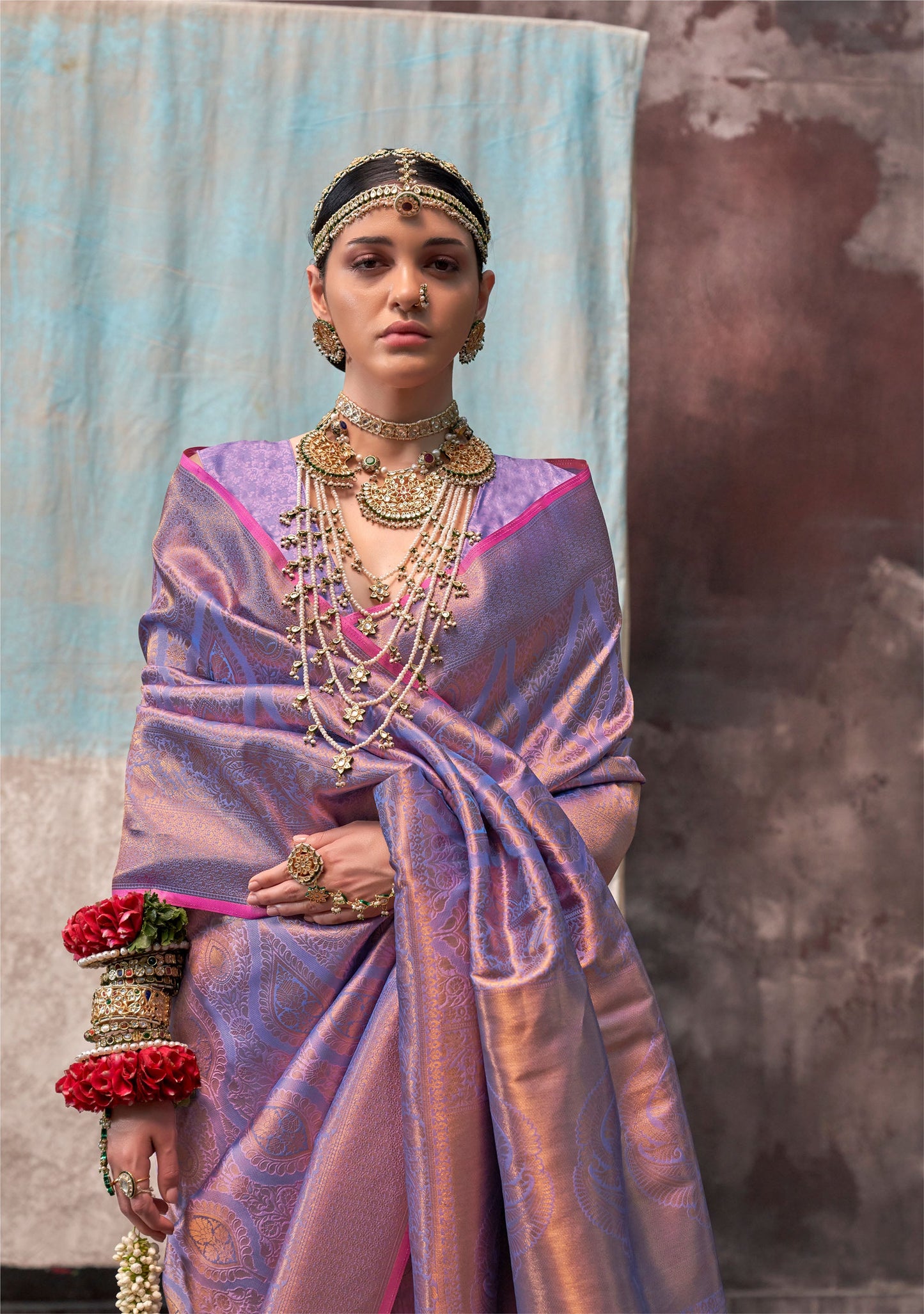 Mauve Kaala Savoy Handloom Silk Saree