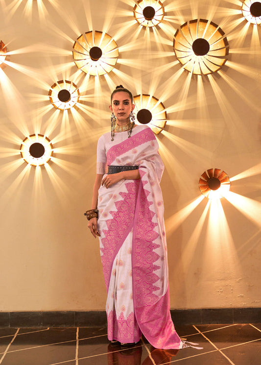 Lilac Kornella Chaap Handloom Silk Saree