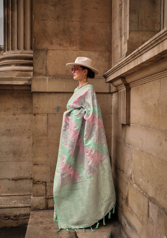 Light Green Kiki Rangkat Handloom Silk Saree