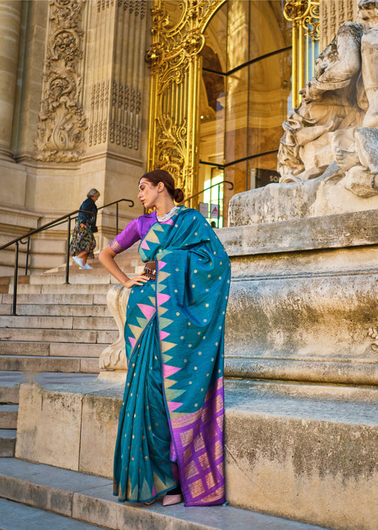 Royal Blue Khwaab Handloom Khadi Silk Saree