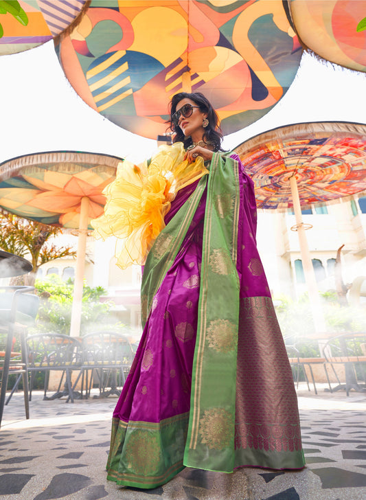 Purple Kshasha Two tone handloom saree