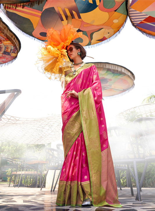 Pink Kshasha Two tone handloom saree