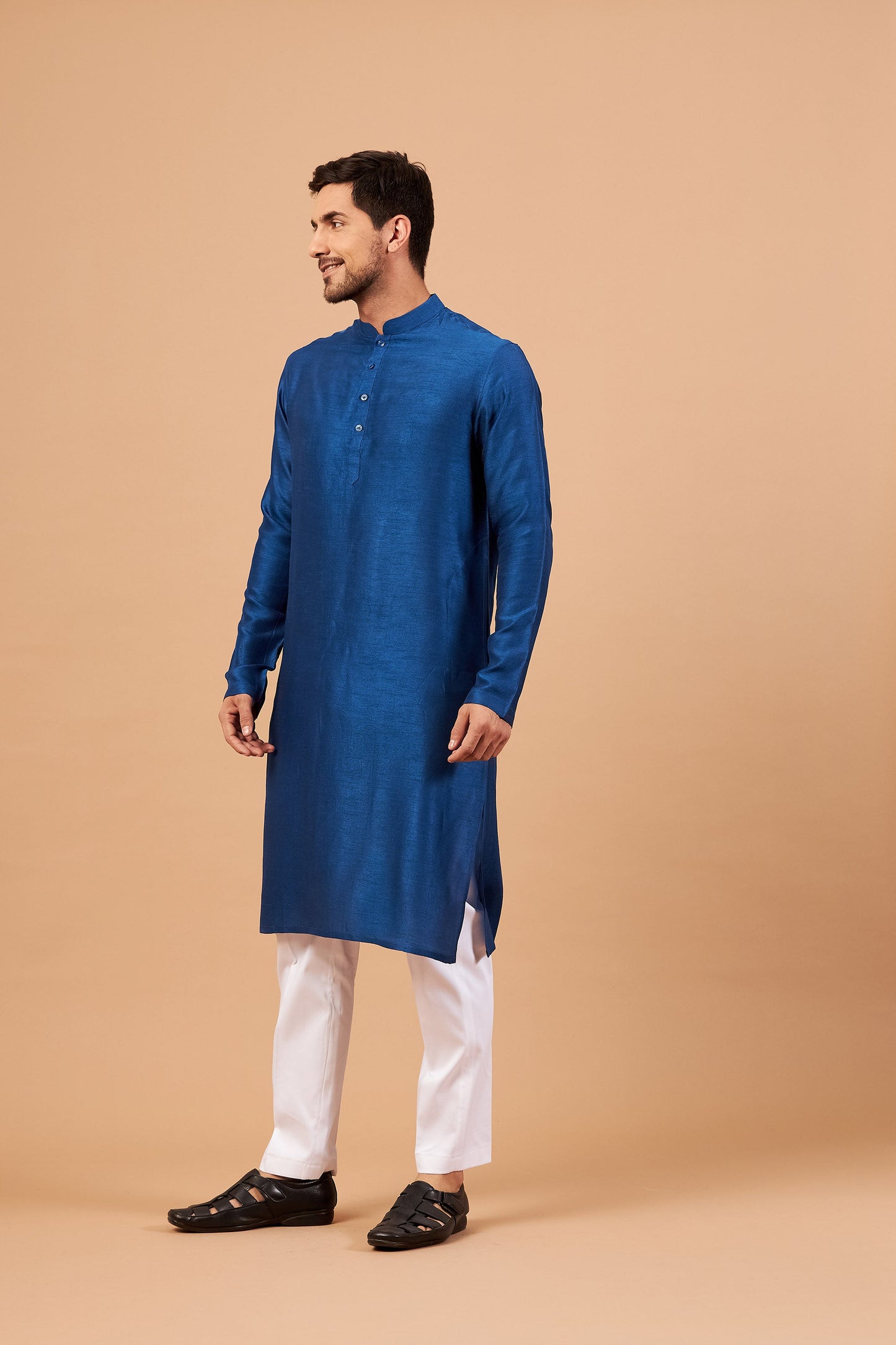 Blue Raw Silk Elegant Work Formal Wear ( only Kurta )