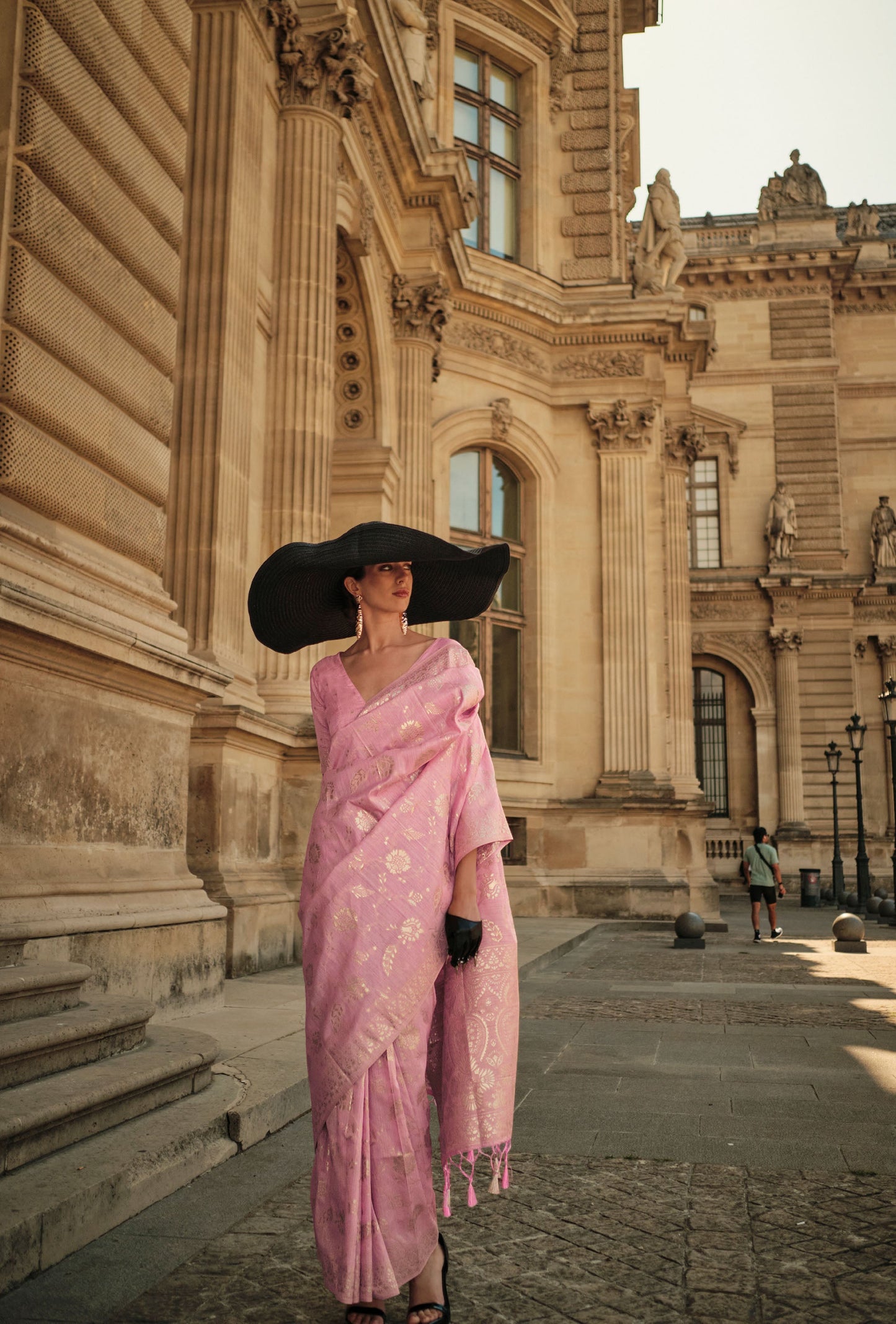 Pink Kaasha Silk Gota Handloom Saree