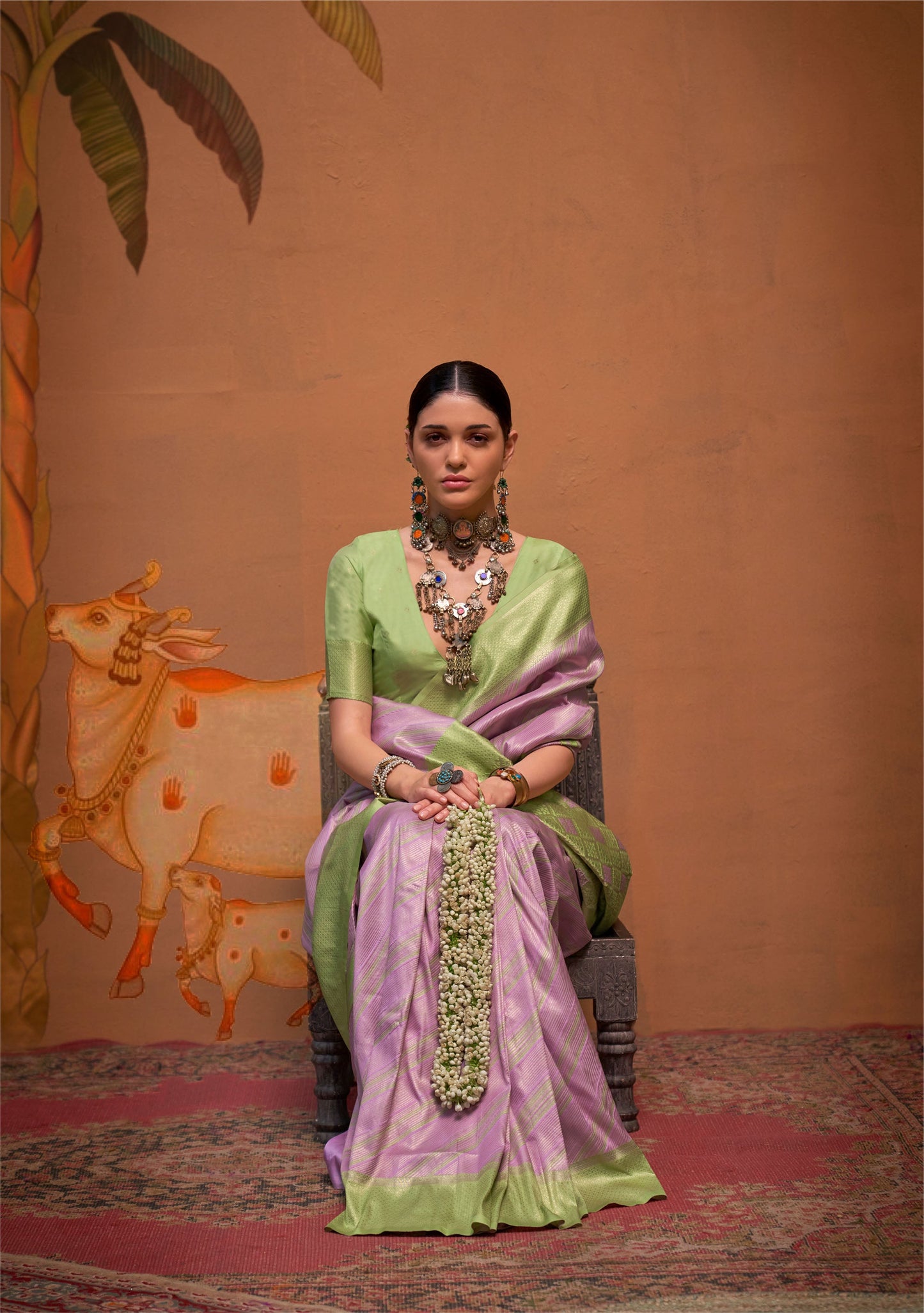 Lavender Kalamari Handloom Silk Saree