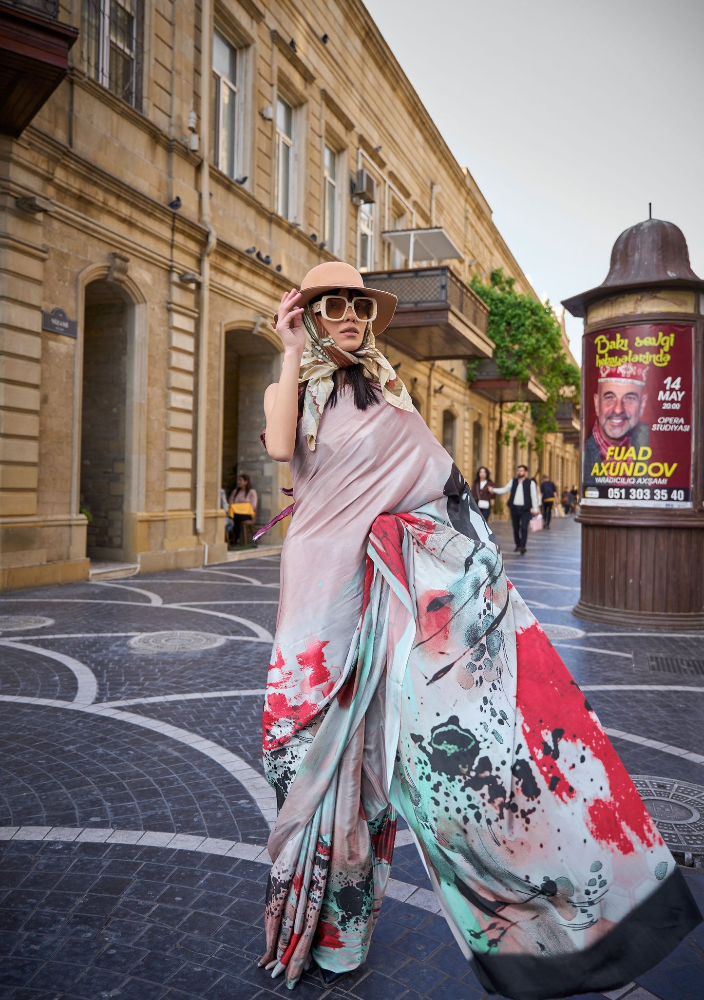 Pastel Lavender Krayon Pure Silk Crepe Print Saree