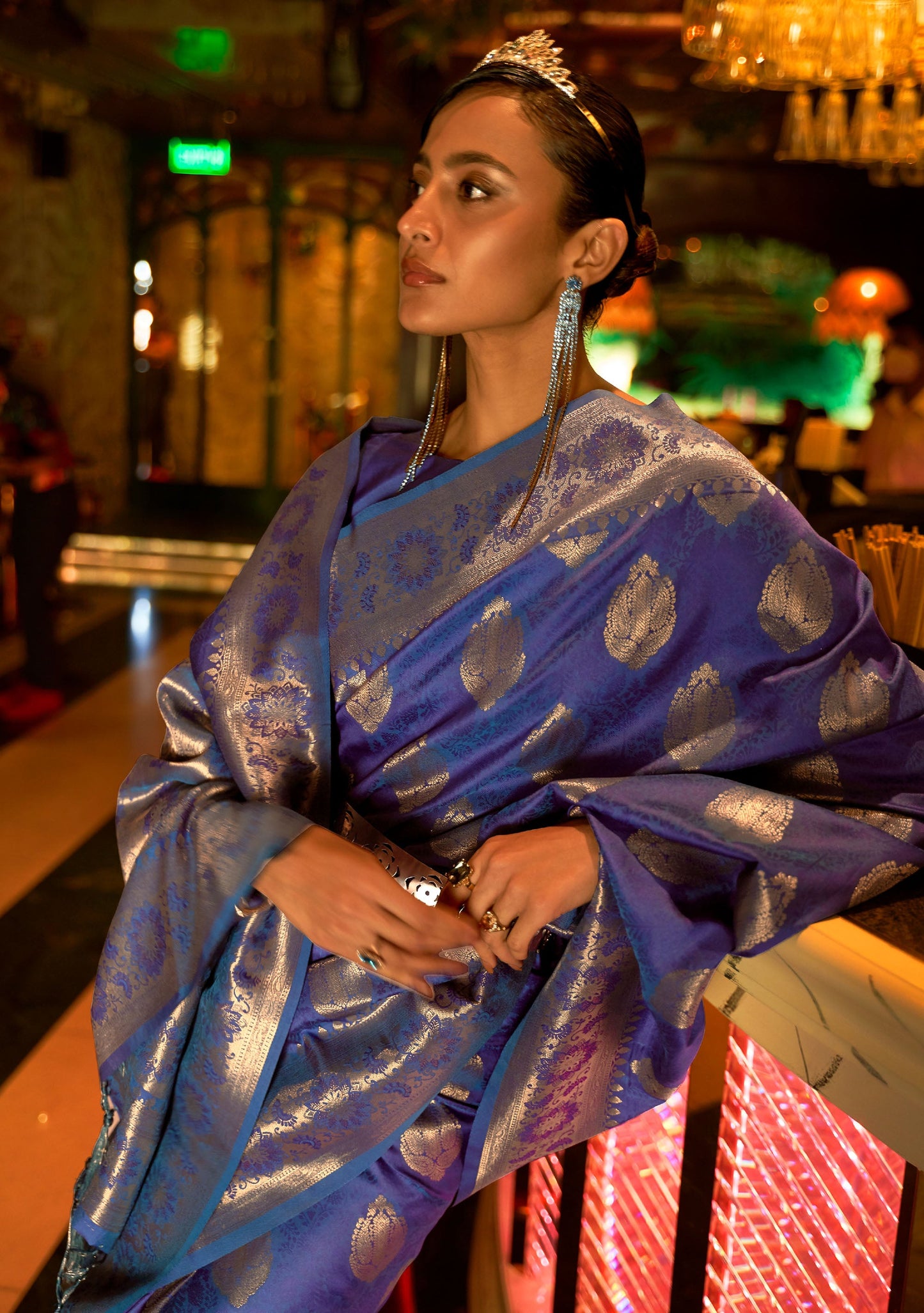 Navy Blue Kihaarika Silk Handloom Saree