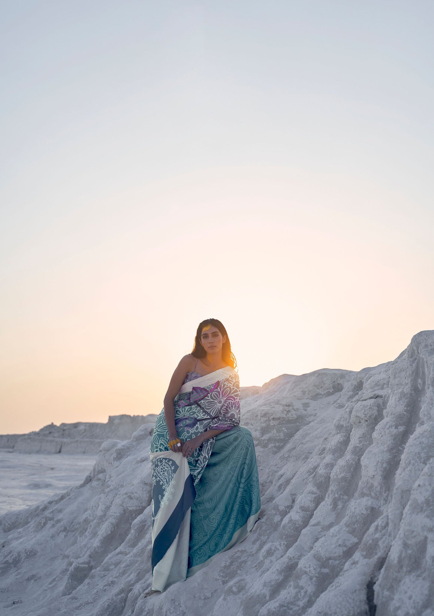 Grey Kasa Digital Print Saree