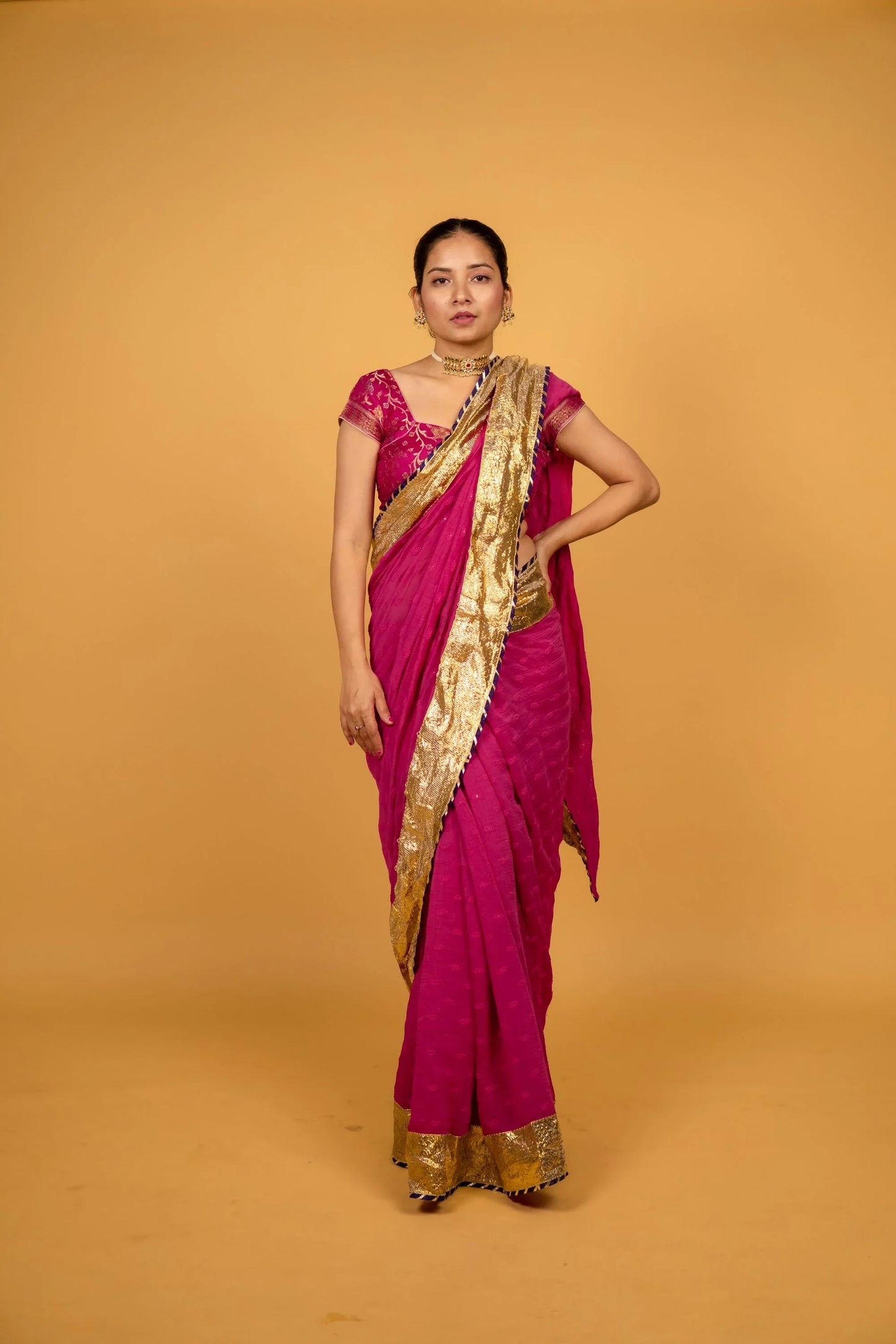 Pinki Fuschia Chanderi Silk Sitara Saree