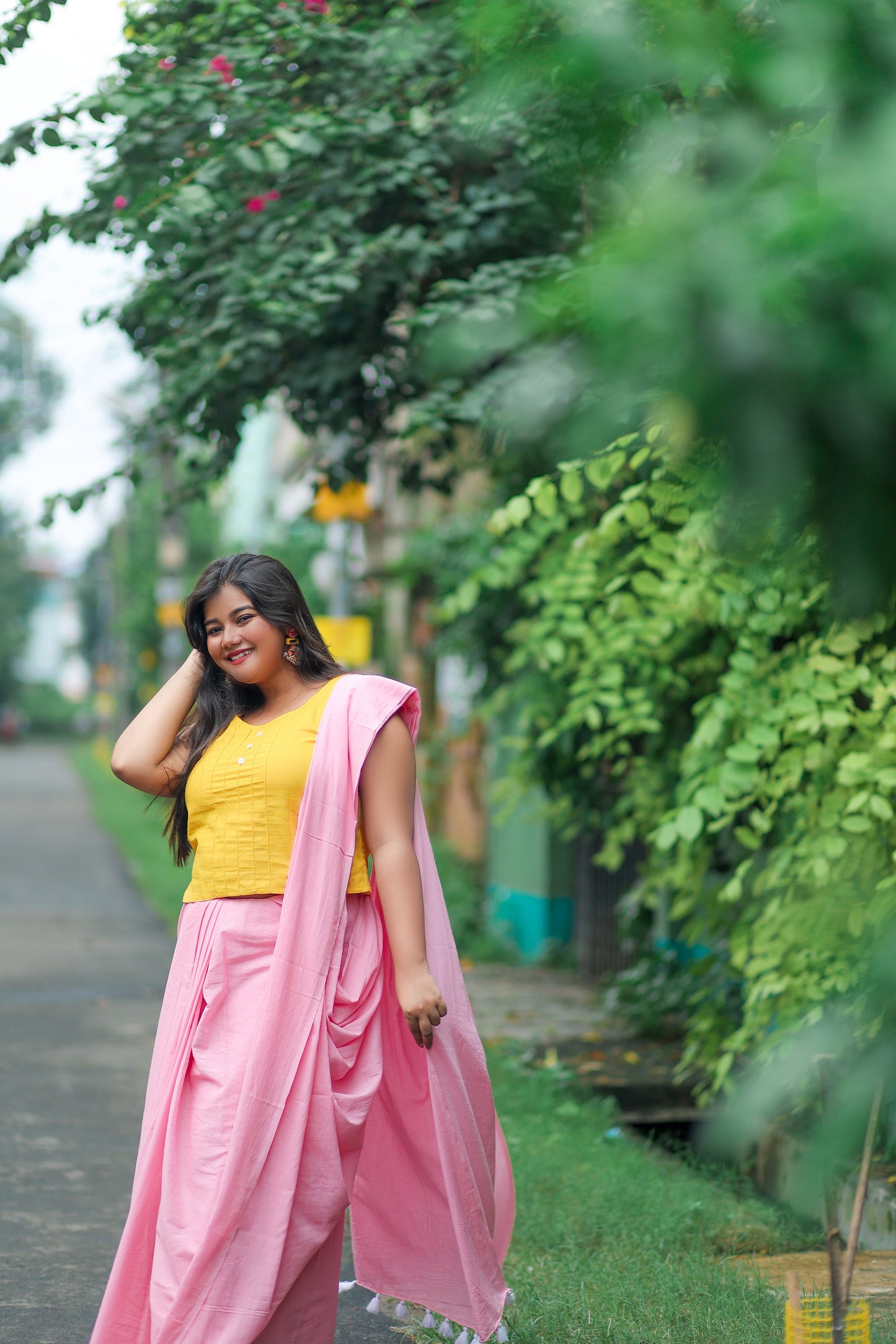 Dusty Pink Natural Dyed Mul mul Cotton Saree