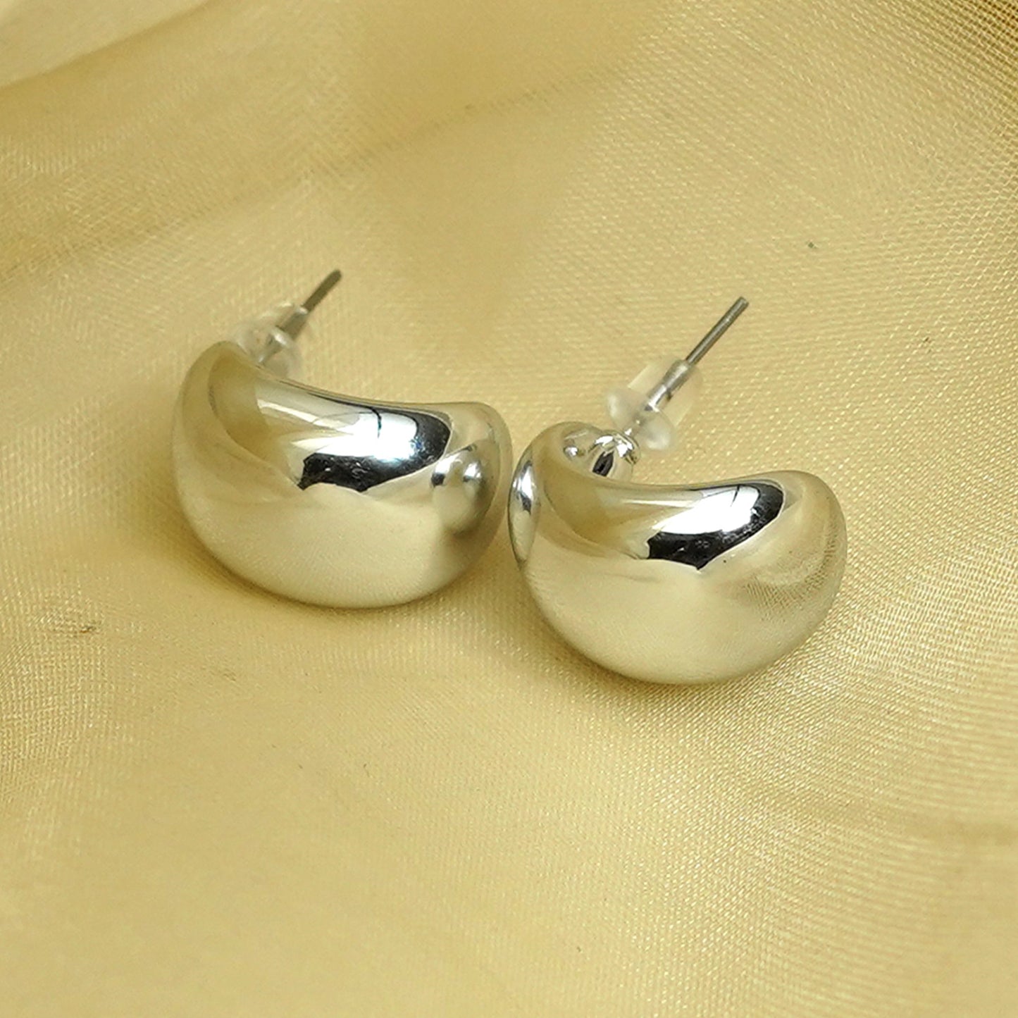 Zevar Club Bold Gold Tone Stainless Steel Tarnish Free Waterproof Chunky Half-Hoop Earrings for Women