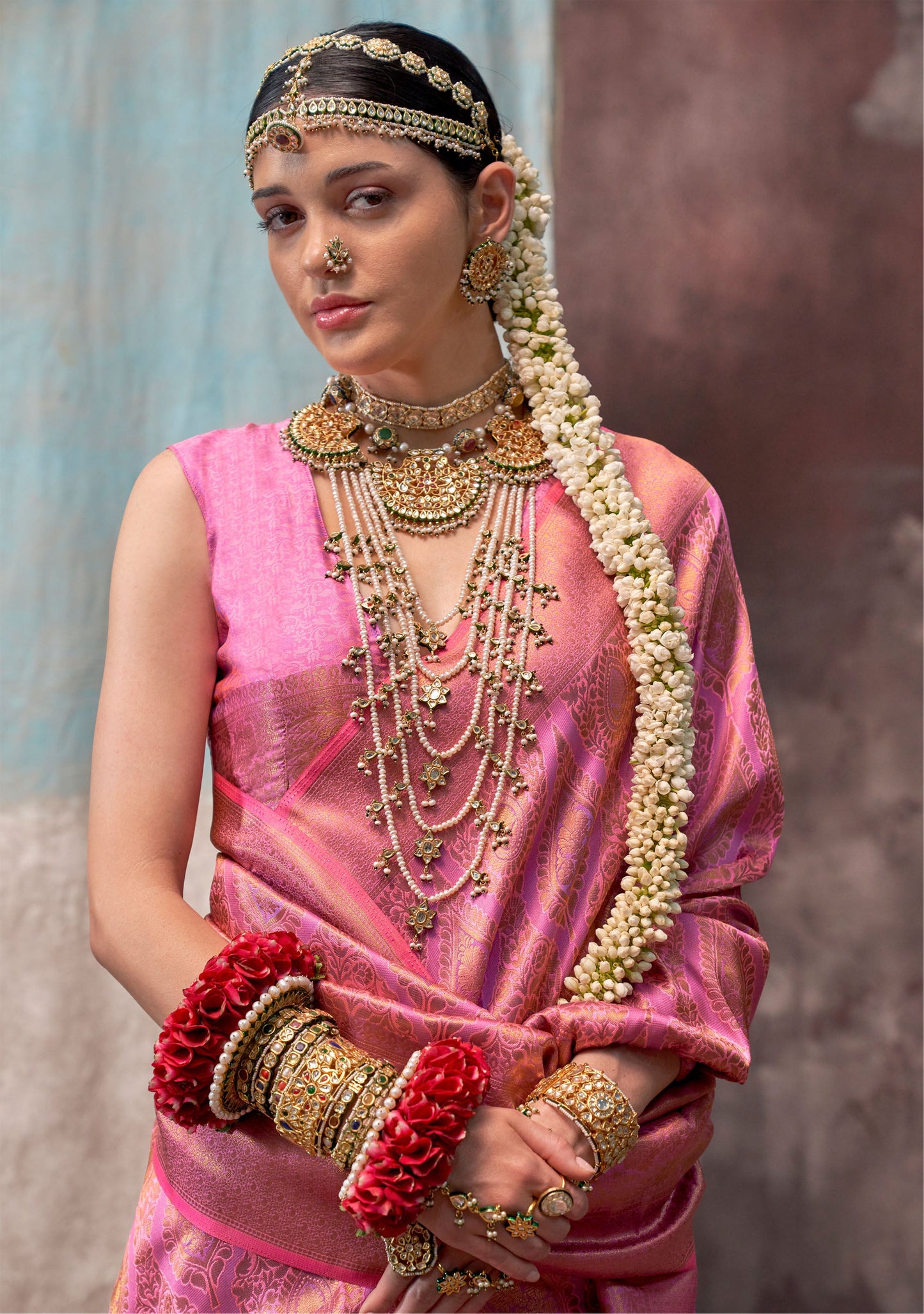 Pink Kaala Savoy Handloom Silk Saree