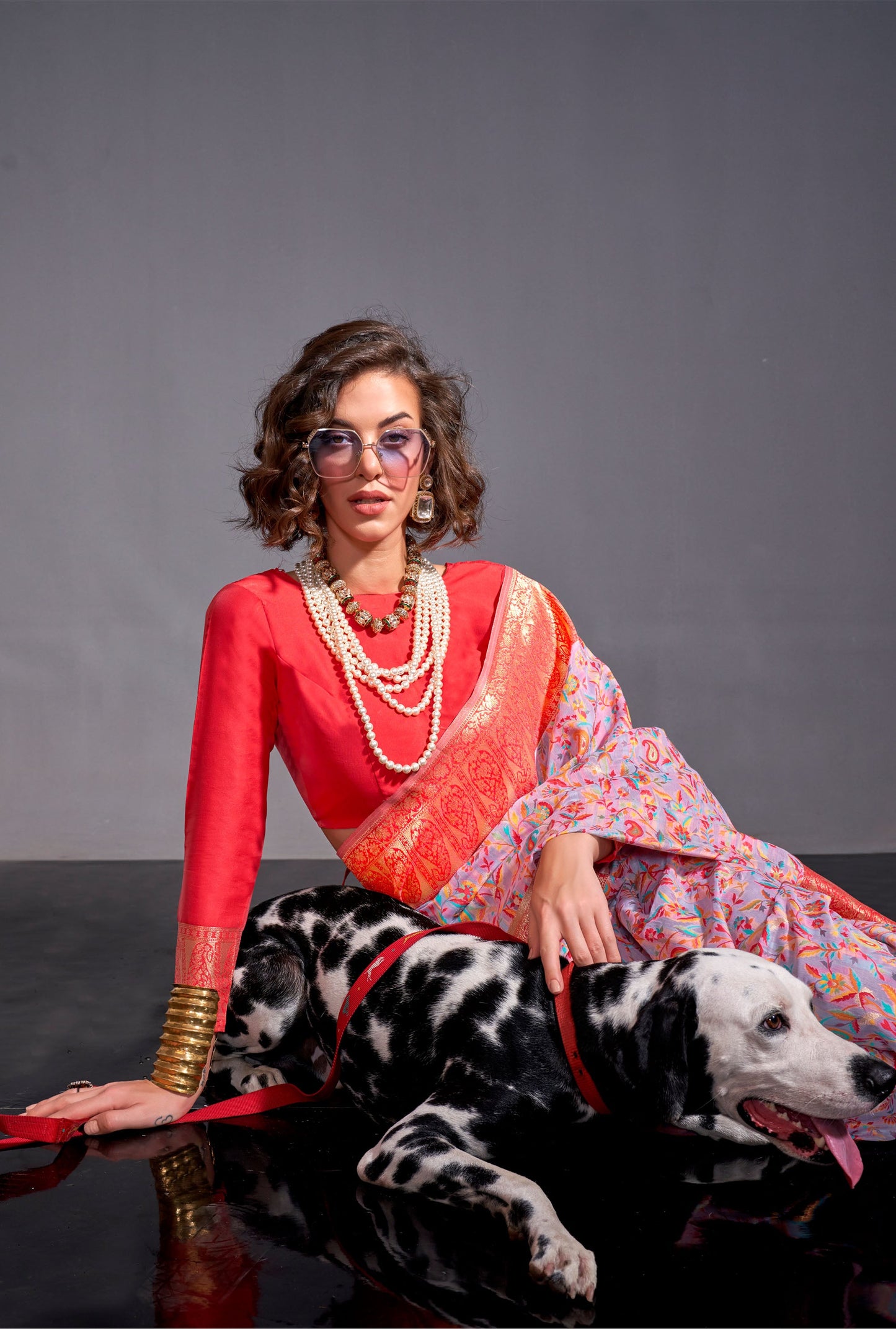 Violet Knaaz Modal Kashmiri Chaap Handloom Saree