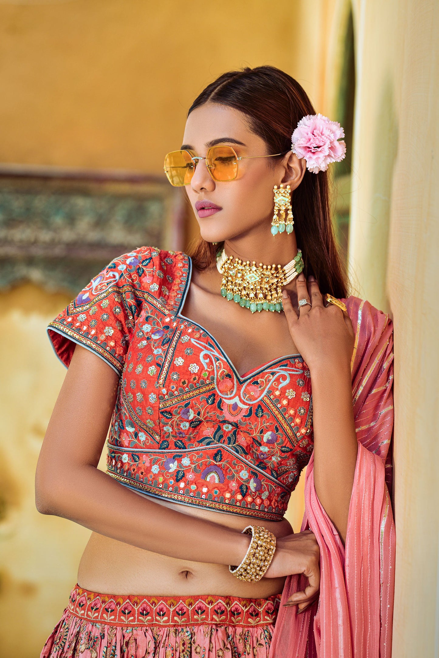 Pink Viscose Digital Printed Lehenga Choli