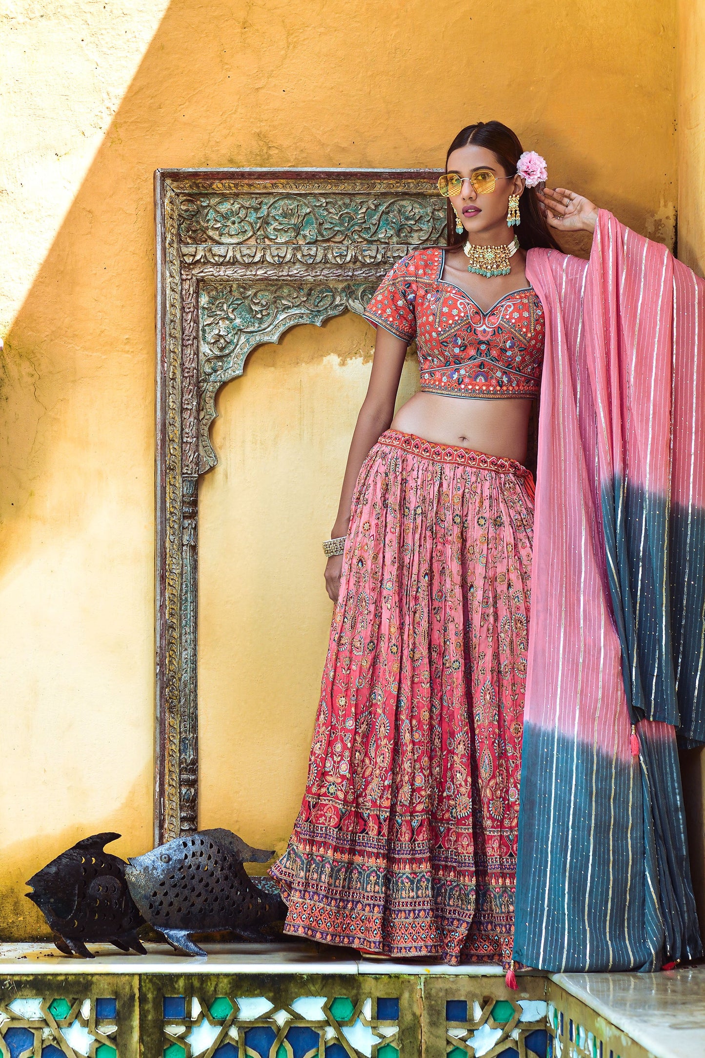 Pink Viscose Digital Printed Lehenga Choli