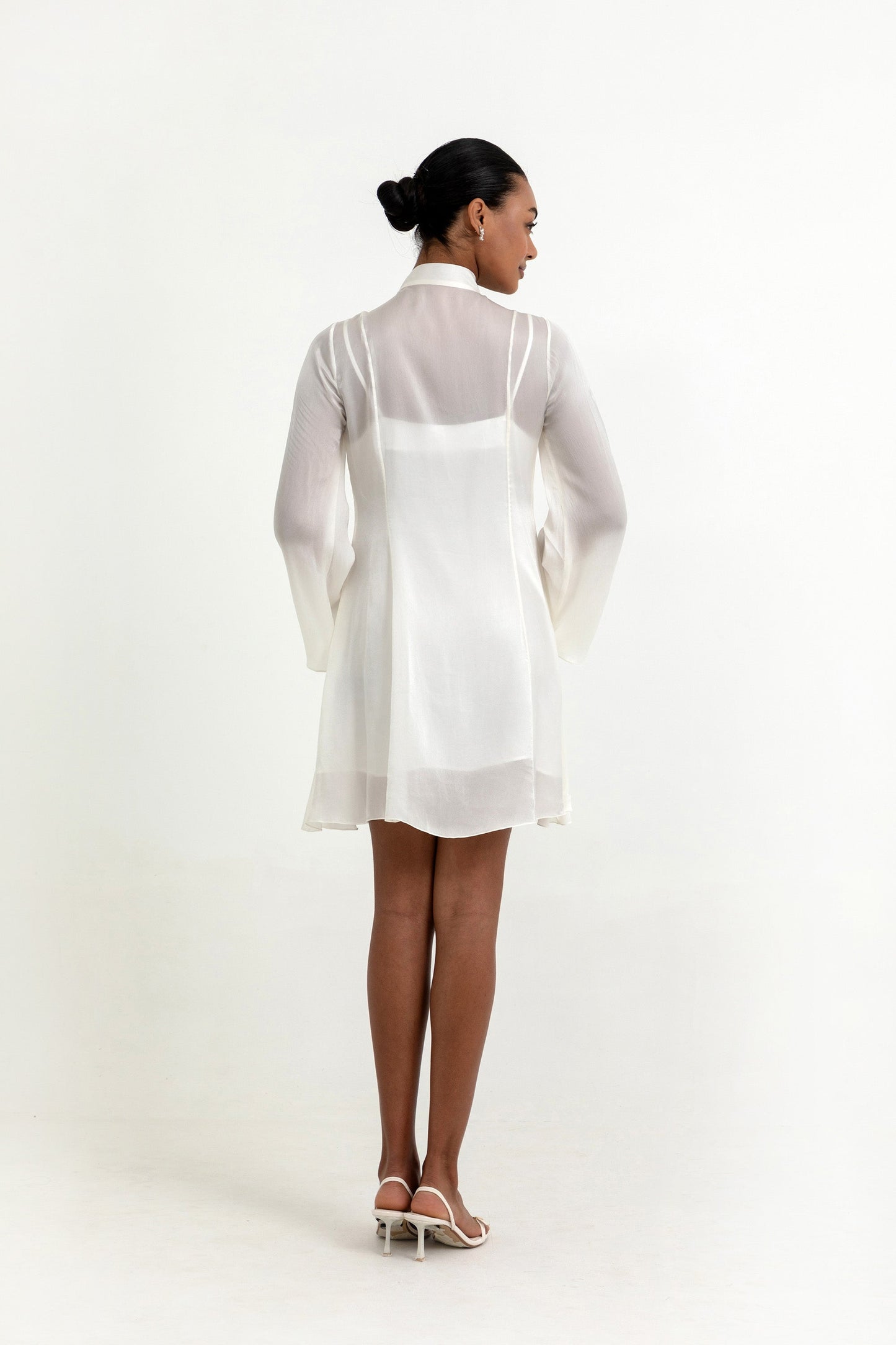 Aubrielle Satin Cocktail Dress in Morning White