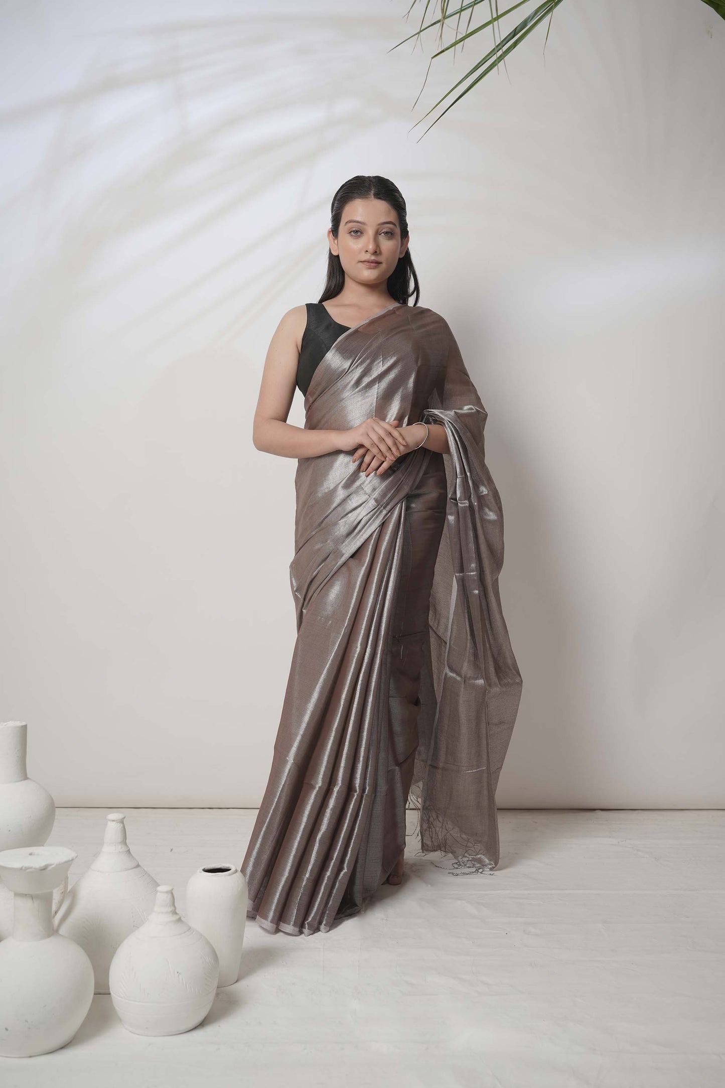 Bhavya | Pastel Coffee Handloom Tissue saree