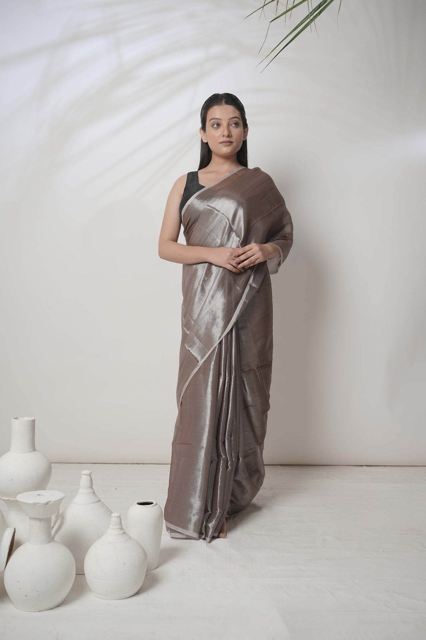 Bhavya | Pastel Coffee Handloom Tissue saree