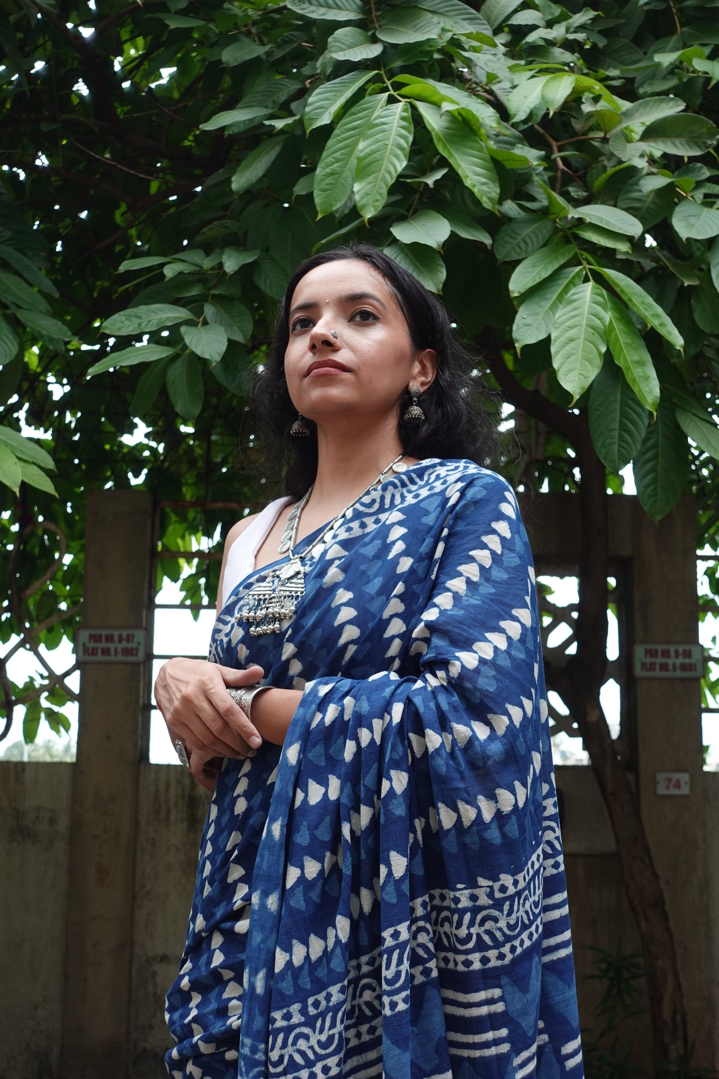 Indigo Series - Blue Handblock Dabu in Natural Dyes - Cotton Mulmul Saree
