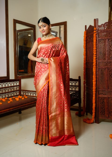 Red Katan Pure Silk Saree