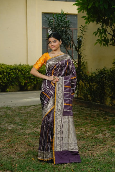 Chocolate Katan Pure Silk Saree