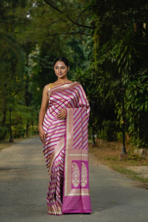Lavender Katan Pure Silk Saree