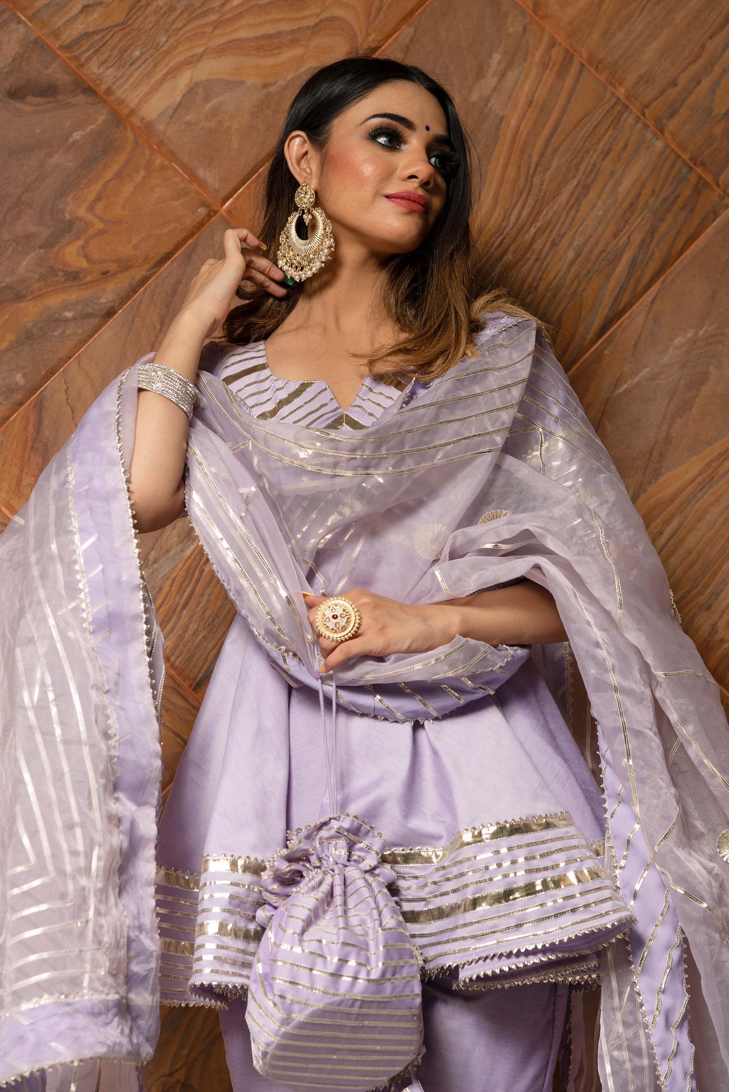 Ganguar Ibadat Lilac Sharara Set