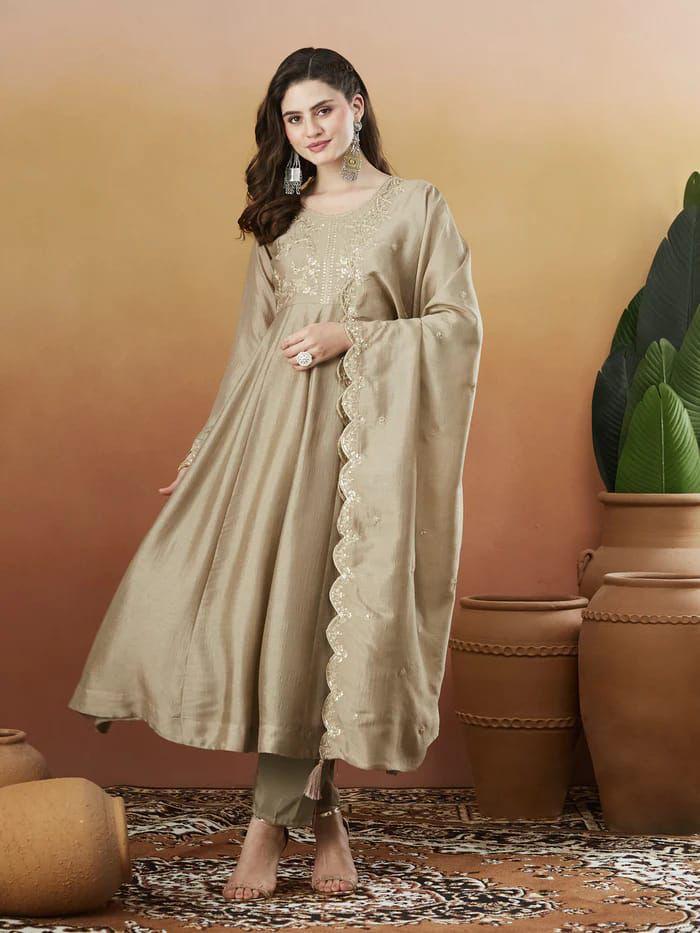 Women Silk Embroidered Kurta Set