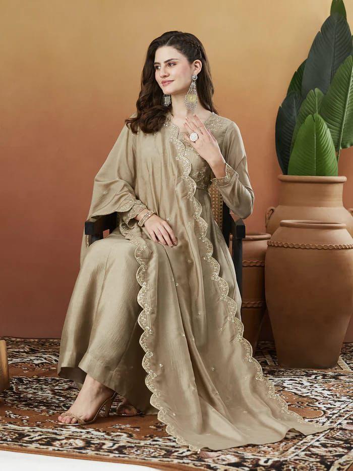 Women Silk Embroidered Kurta Set