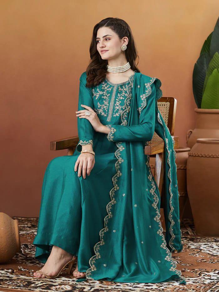 Women Silk Embroidered Kurta Set