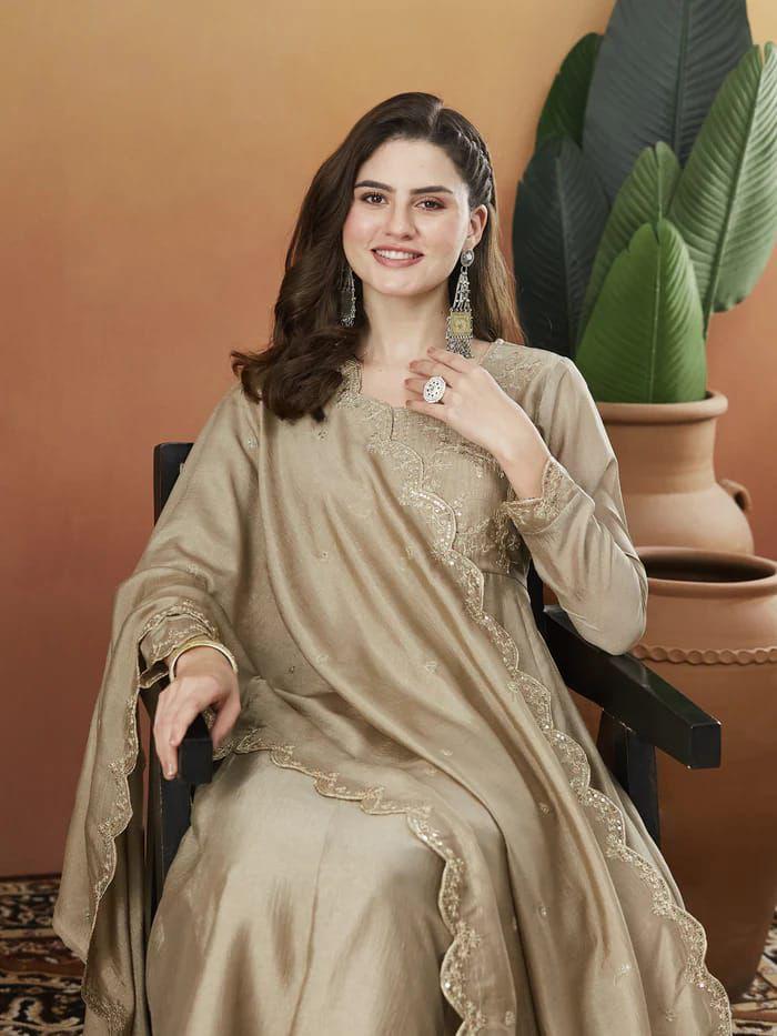 Women Silk Embroidered Kurta Set