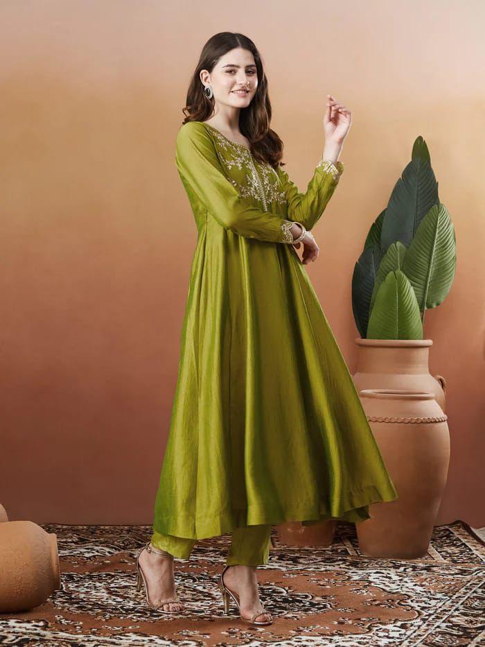 Women Silk Embroidered Kurta Set