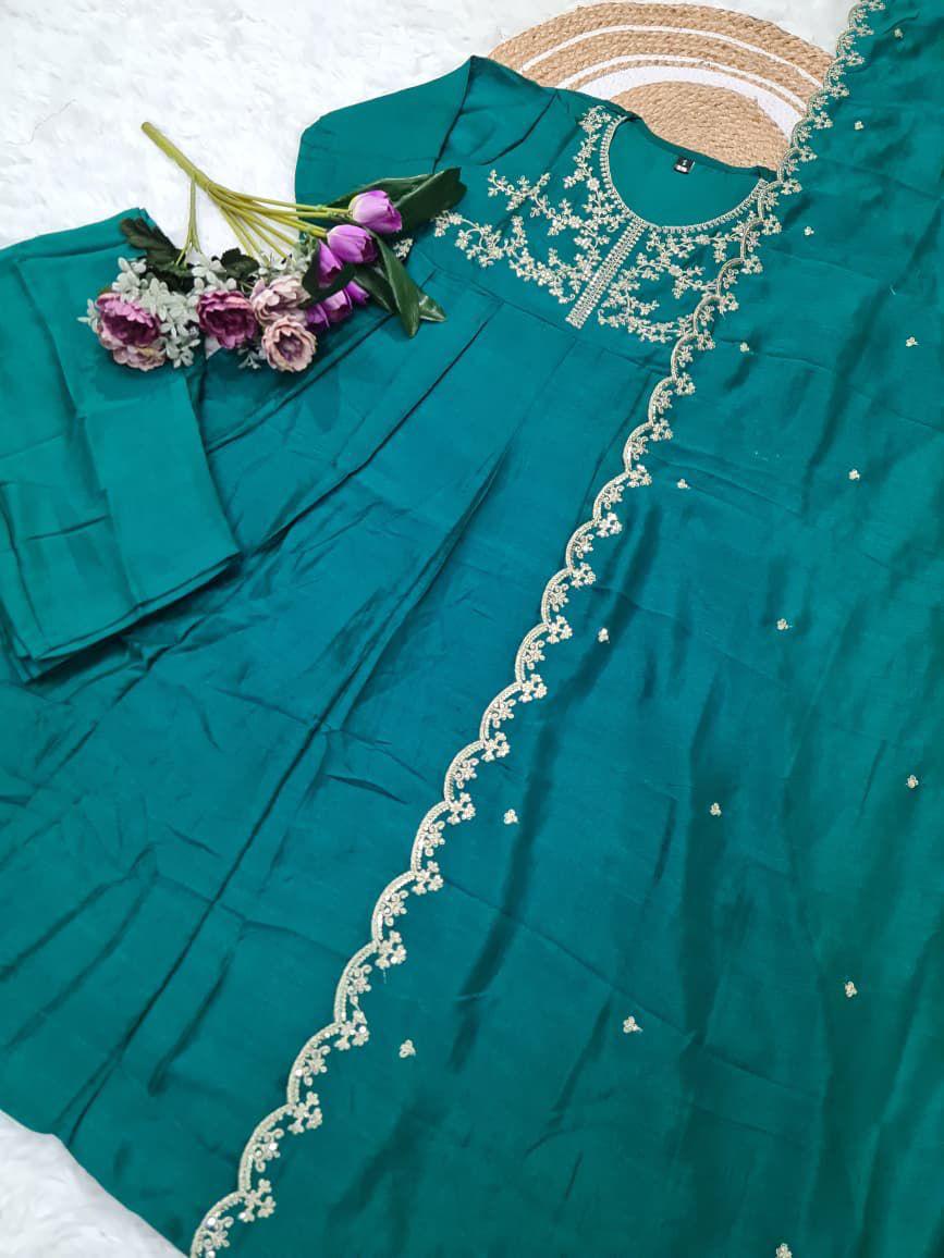 Women Silk Embroidered Kurta Set