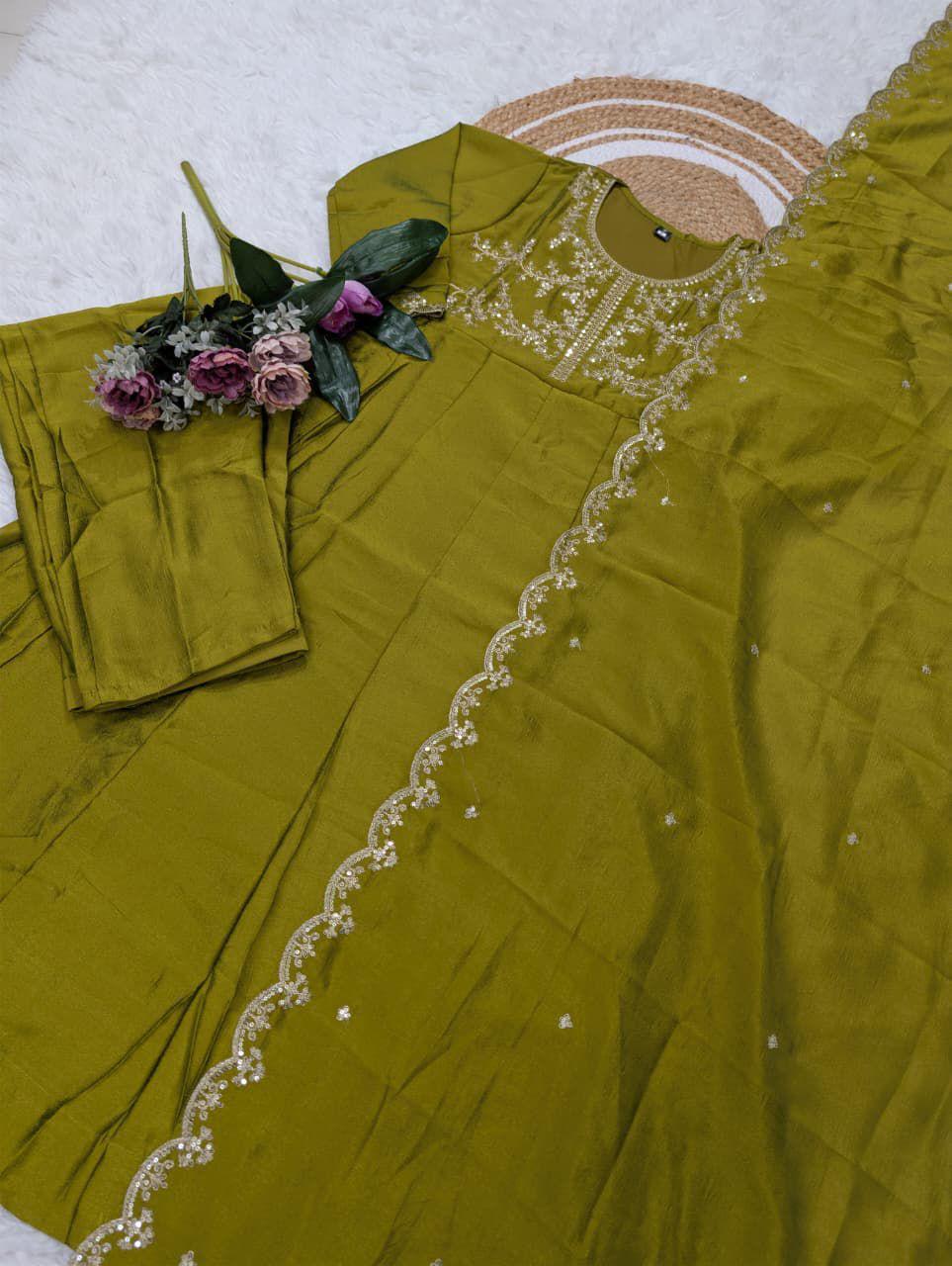 Women Silk Embroidered Kurta Set