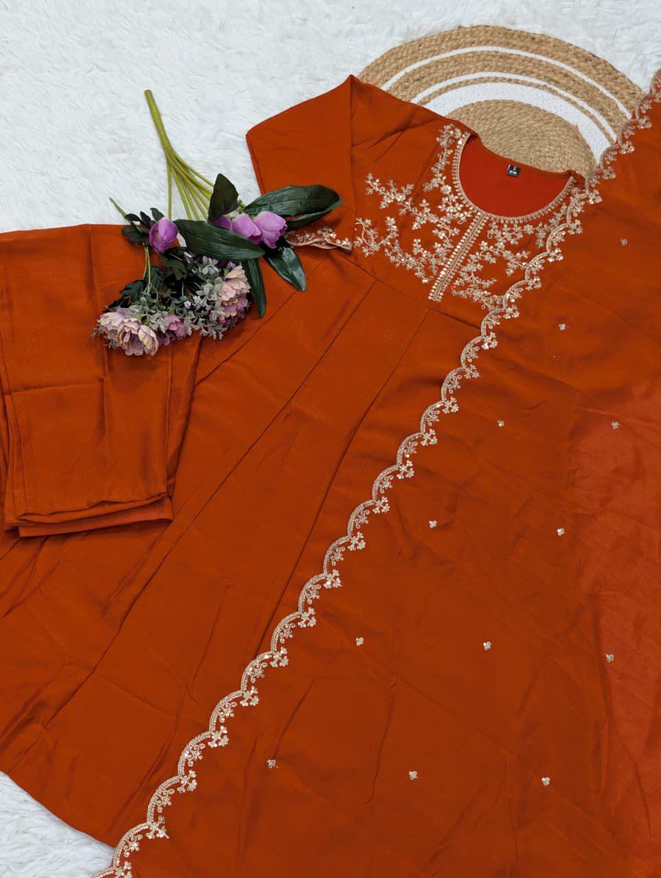Women Silk Embroidered Kurta Set