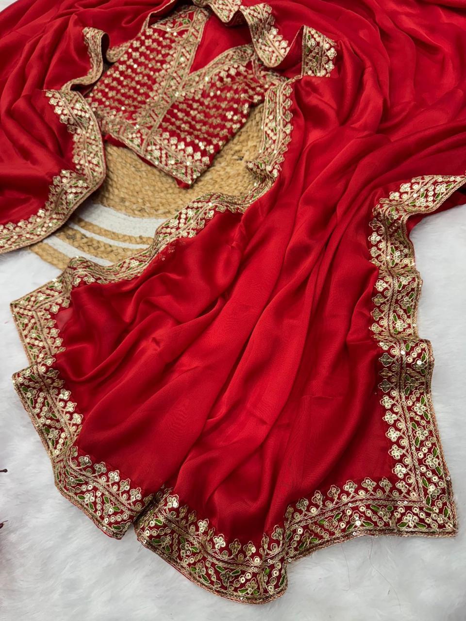 FESTIVE SPECIAL RED COLOR SEQUINS SAREE COLLECTION…
