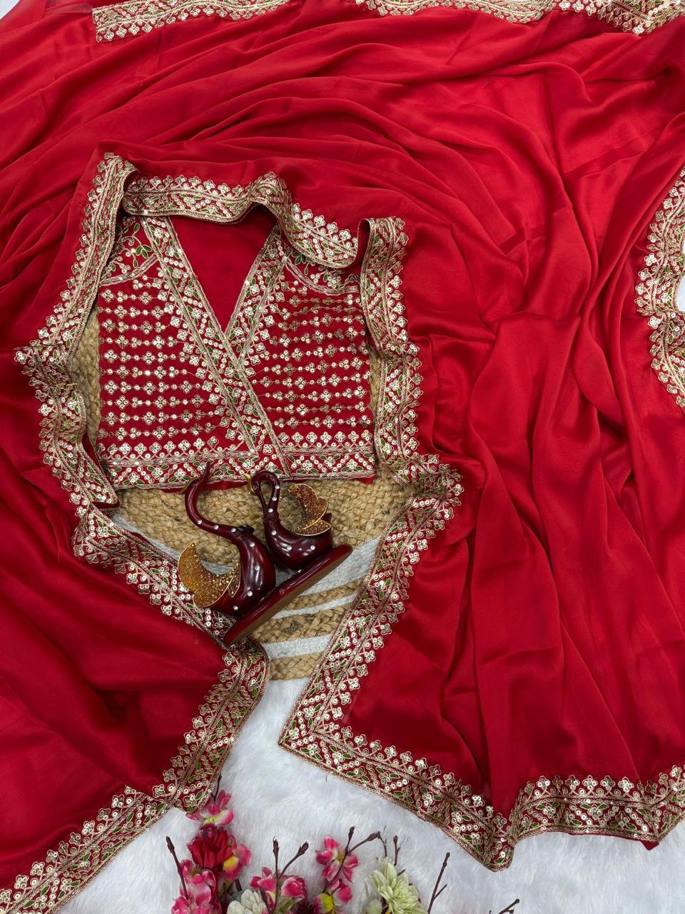 FESTIVE SPECIAL RED COLOR SEQUINS SAREE COLLECTION…