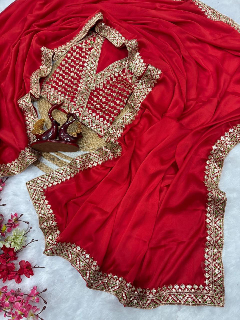 FESTIVE SPECIAL RED COLOR SEQUINS SAREE COLLECTION…