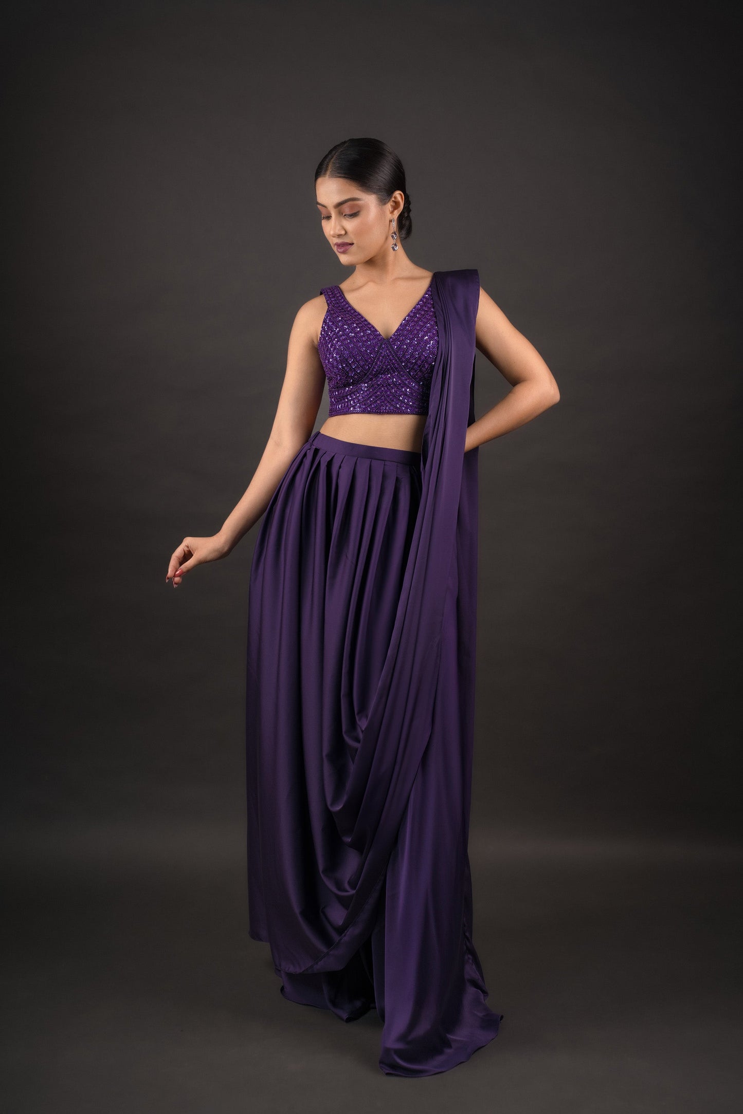 Ink Blue Crop-Top & Pleated Skirt
