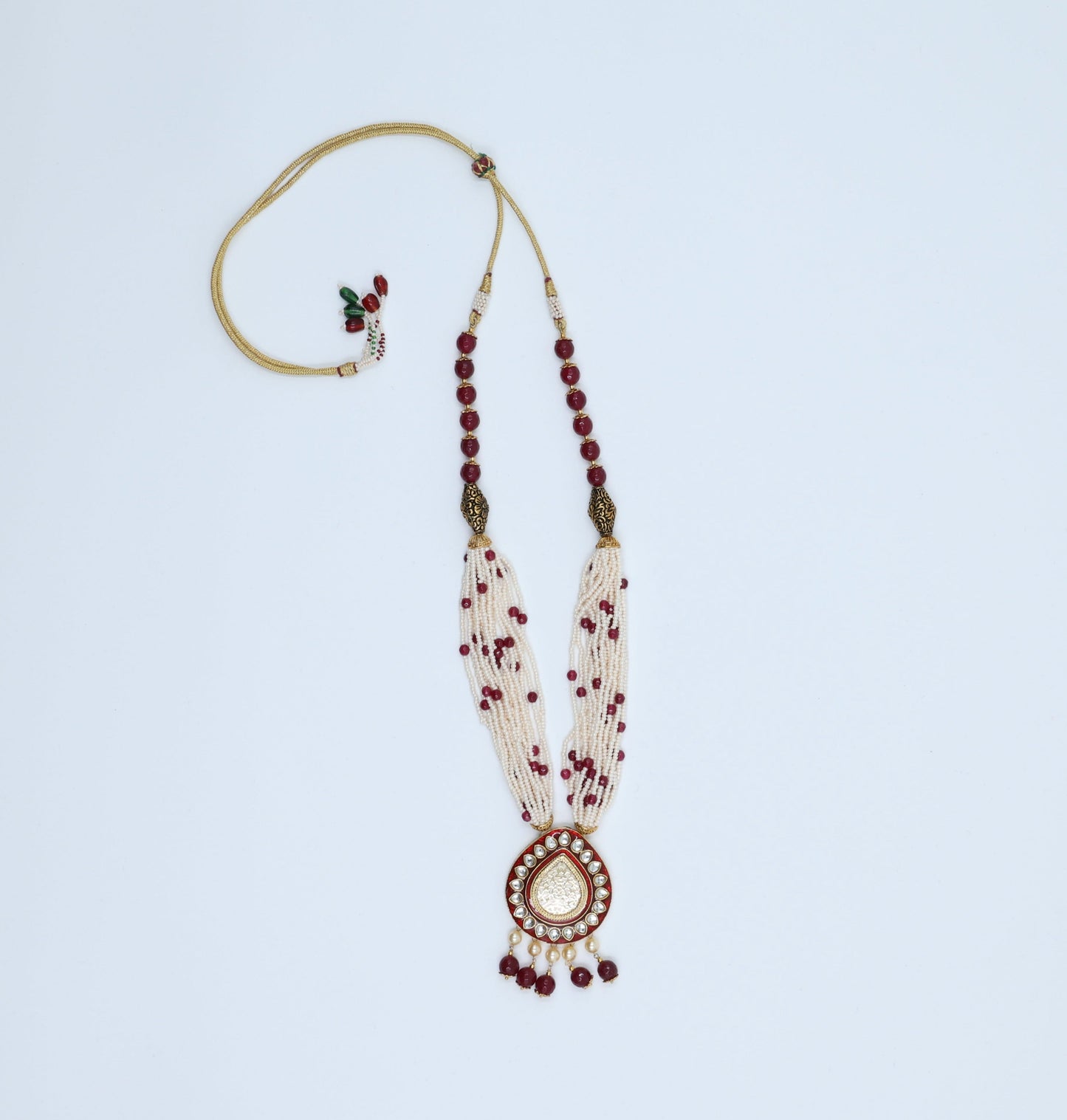 Rosy Red Kundan Pearl Set