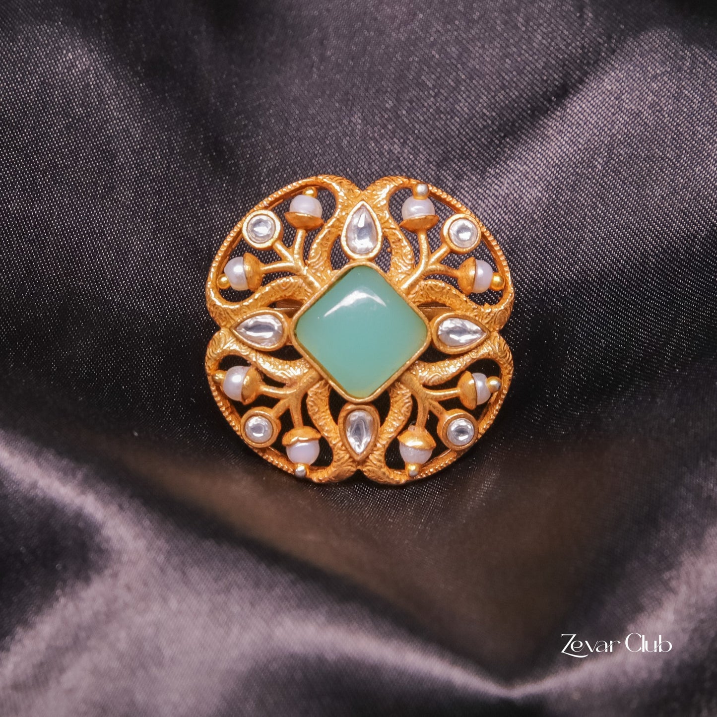Antique Semi Precious Adjustable Statement Ring
